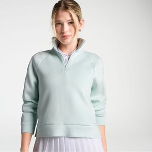 CALIA Women's Golf Pique Soft Scuba 1/4 Zip Pullover, sz XS in color mint ceylon